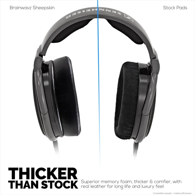 Alt view image 4 of 5 - Sheepskin Earpads for Sennheiser HD600, HD650, HD660S, HD525, HD535, HD545, & Massdrop HD58X, HD6XX Headphones - Memory Foam with Soft Sheepskin Leather