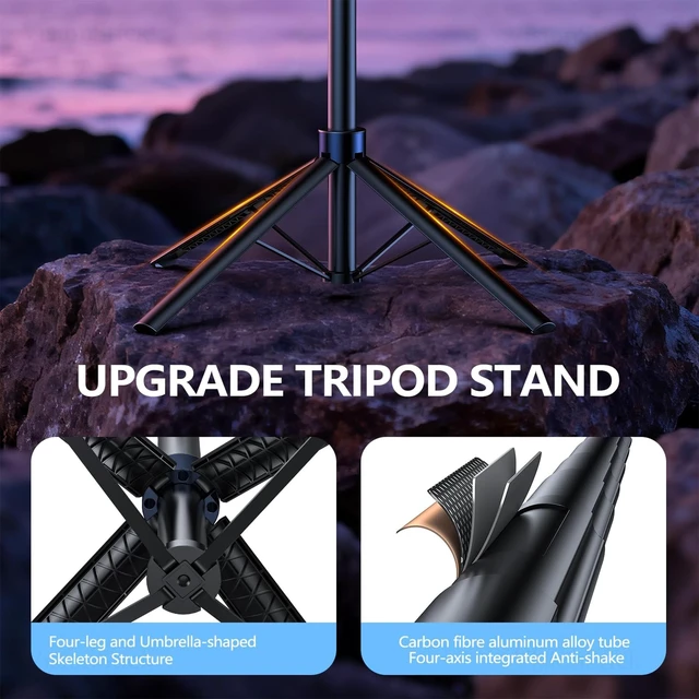 Alt view image 4 of 5 - Smart Face Tracking Tripod Selfie Stick with LED Light, 360 Rotating 70" Phone Camera Stand with Bluetooth Remote, Perfect for Video Recording, Live Broadcast, and Social Media Content