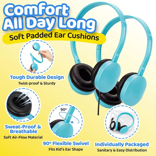 Alt view image 3 of 5 - ZHENWAY USB-C Headphones Bulk, 20-Pack, Blue