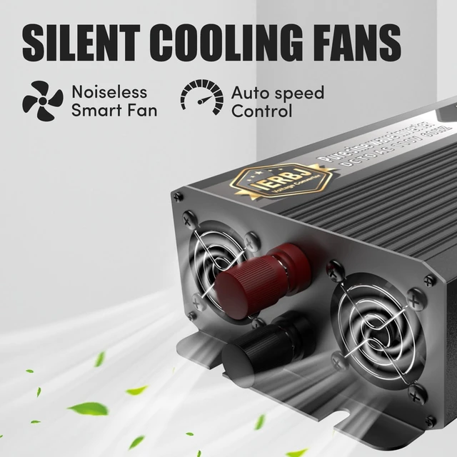 Alt view image 5 of 5 - IERBJ 2300W Power Inverter, DC 12V to AC 110V, 5300W Peak Power, LED Display, Pure Sine Wave,2 Cooling Fan,2 Socket for Vehicles,Car,RV,Truck,Ship