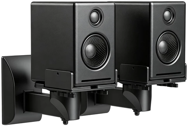 Main image of suptek Small Dual Side Clamping Bookshelf Speaker Wall Mounting Bracket for Small Surrounding Sound Speakers, Hold up to 55lbs Black SPM201SE