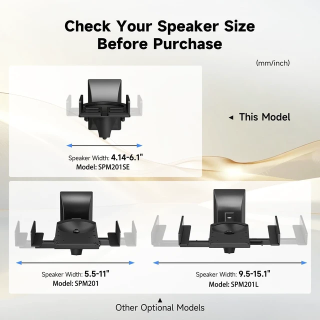 Alt view image 3 of 5 - suptek Small Dual Side Clamping Bookshelf Speaker Wall Mounting Bracket for Small Surrounding Sound Speakers, Hold up to 55lbs Black SPM201SE