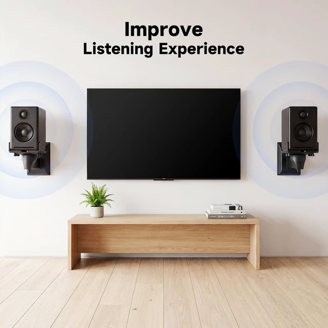 Alt view image 4 of 5 - suptek Small Dual Side Clamping Bookshelf Speaker Wall Mounting Bracket for Small Surrounding Sound Speakers, Hold up to 55lbs Black SPM201SE