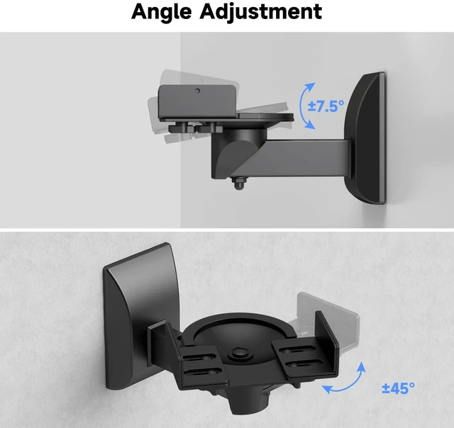 Alt view image 5 of 5 - suptek Small Dual Side Clamping Bookshelf Speaker Wall Mounting Bracket for Small Surrounding Sound Speakers, Hold up to 55lbs Black SPM201SE