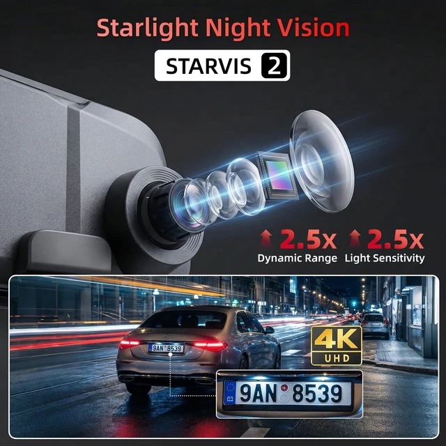 Alt view image 2 of 5 - 2026 4K Mirror Dash Cam 4 Channel, 12" Touch Screen Rear View Mirror Camera for Cars,4K Dashcam Front Rear Inside, IR Night Vision,WiFi,APP,GPS, Voice Control,Free 64GB SD