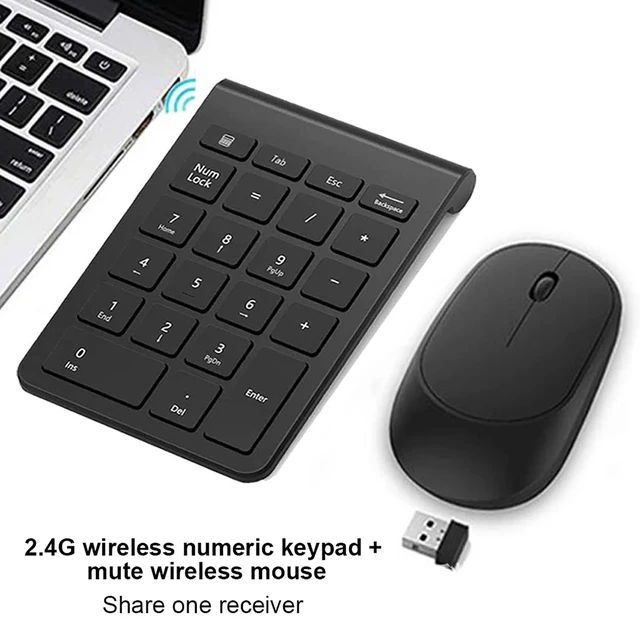 Alt view image 2 of 5 - LICAEVEY Wireless Number Pad and Mouse Combo, Portable Ultra Slim 2.4G 22-Key USB Wireless Numeric Keypad and Mouse Set for Notebook