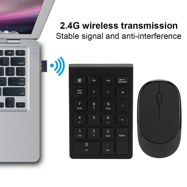 Alt view image 3 of 5 - LICAEVEY Wireless Number Pad and Mouse Combo, Portable Ultra Slim 2.4G 22-Key USB Wireless Numeric Keypad and Mouse Set for Notebook