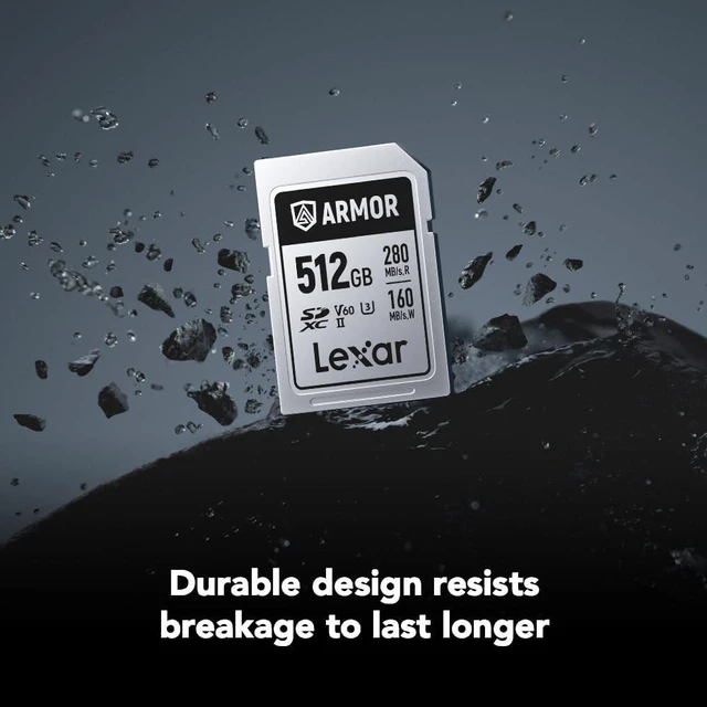 Alt view image 4 of 5 - Lexar 512GB Armor Silver PRO SD Memory Card, 280MB/s Read, 6K, V60, UHS-II