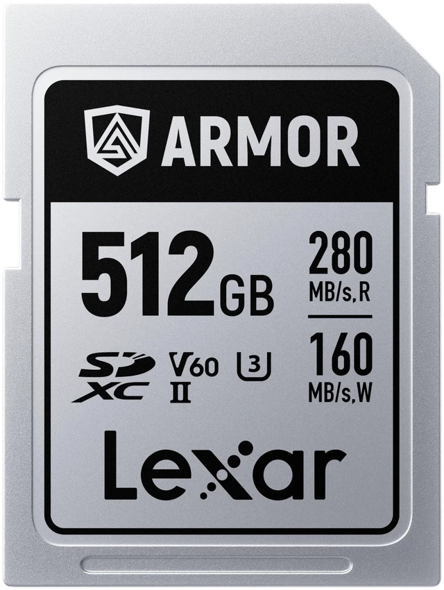 Main image of Lexar 512GB Armor Silver PRO SD Memory Card, 280MB/s Read, 6K, V60, UHS-II