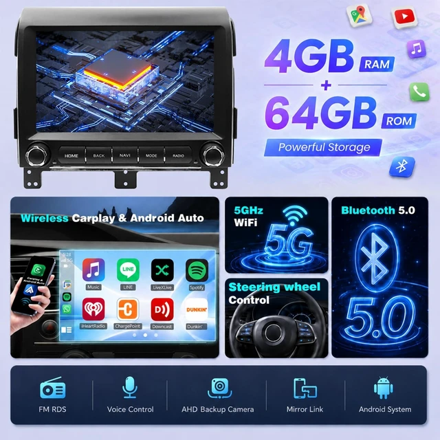 Alt view image 3 of 5 - 4+64G 9" Car Radio for 2009 2010 2011 2012 Ford F150 Carplay Stereo
