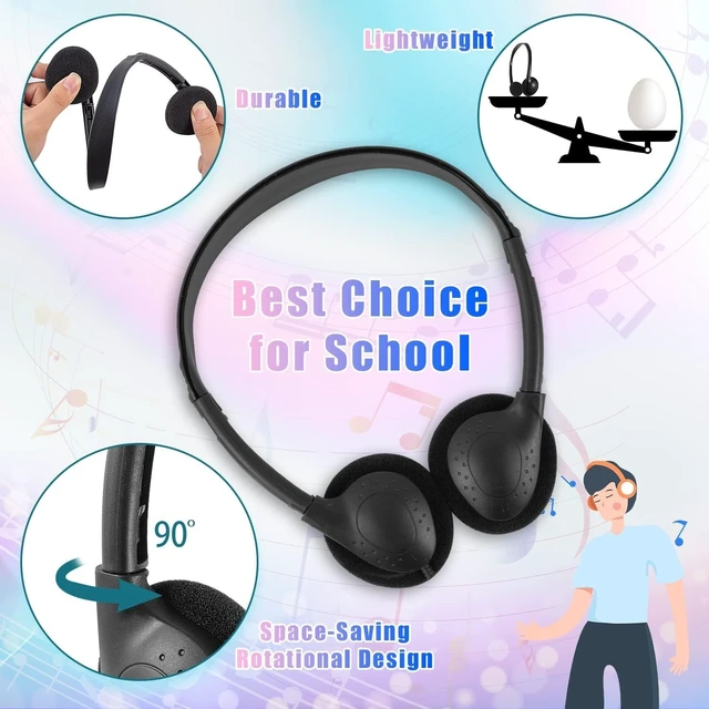 Alt view image 3 of 5 - XOSDA Classroom Headphones Bulk 10 Pack Multi Color for Kids School, Wholesale Class Set Durable Earphones for Students Children Toddler Teens Boys Girls and Adult (LS04,10 Mixed)