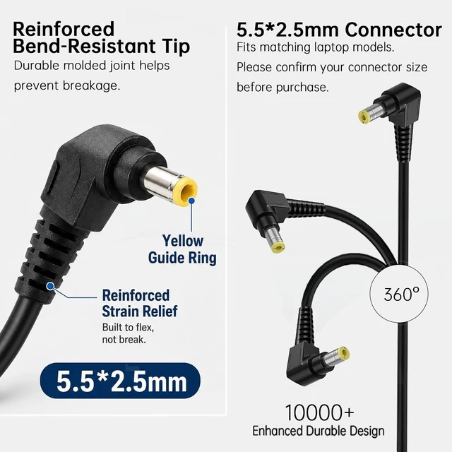 Alt view image 3 of 5 - 110W 5.5mm 2.5mm CF-AA5713A M2 Power Charger fit for Panasonic Toughbook CF-31 CF-53 CF-52 CF-19 15.6V 7.05A Laptop AC Adapter