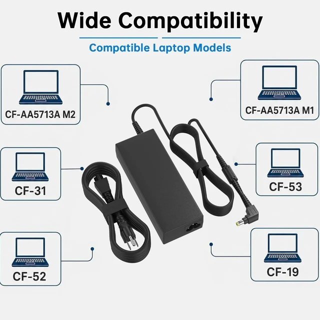 Alt view image 4 of 5 - 110W 5.5mm 2.5mm CF-AA5713A M2 Power Charger fit for Panasonic Toughbook CF-31 CF-53 CF-52 CF-19 15.6V 7.05A Laptop AC Adapter