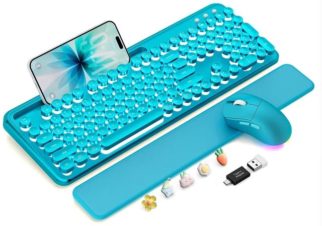 Main image of Wireless Keyboard and Mouse, Backlit Typewriter with Magnetic Wrist Rest