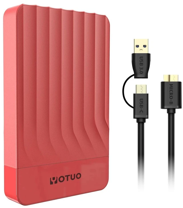 Main image of YOTUO 320GB External Hard Drive, Portable Storage Expansion HDD, USB 3.0 & USB-C for PC, Mac, Desktop, Laptop, Smartphone, PS4, Xbox One, Xbox 360, Office & Game, Red