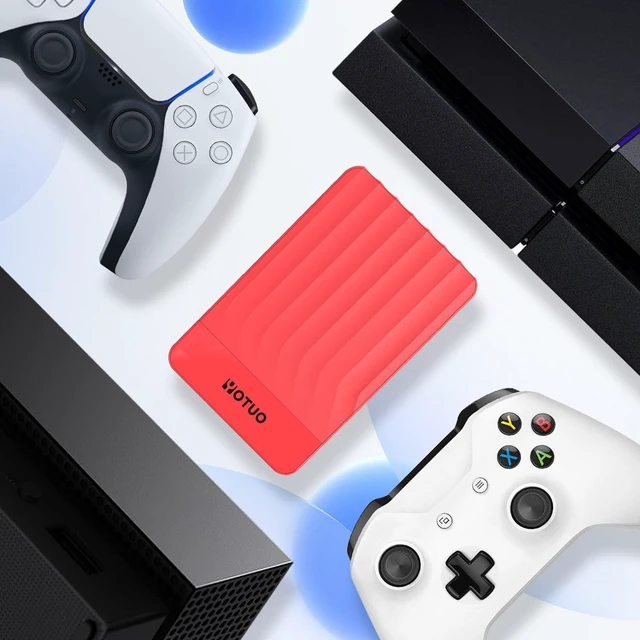 Alt view image 4 of 5 - YOTUO 320GB External Hard Drive, Portable Storage Expansion HDD, USB 3.0 & USB-C for PC, Mac, Desktop, Laptop, Smartphone, PS4, Xbox One, Xbox 360, Office & Game, Red