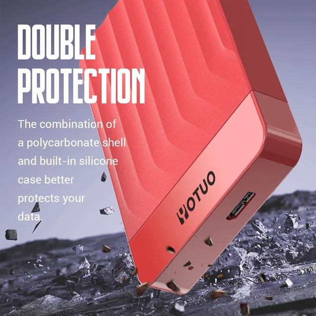 Alt view image 5 of 5 - YOTUO 320GB External Hard Drive, Portable Storage Expansion HDD, USB 3.0 & USB-C for PC, Mac, Desktop, Laptop, Smartphone, PS4, Xbox One, Xbox 360, Office & Game, Red