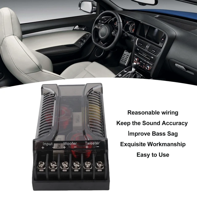 Alt view image 2 of 5 - WQAPVHBG 2Pcs 2 Way Crossover, 300W 12V Audio Speaker Crossover, Universal Car Speaker Frequency Divider, Metal Speaker Tweeter Crossovers with ABS Housing, Black, 4.72 x 2.7 x 1.4in