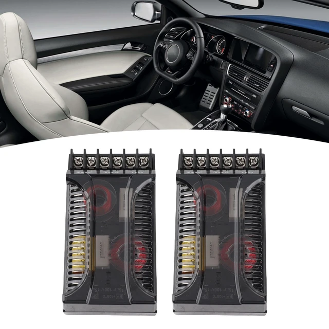 Alt view image 4 of 5 - WQAPVHBG 2Pcs 2 Way Crossover, 300W 12V Audio Speaker Crossover, Universal Car Speaker Frequency Divider, Metal Speaker Tweeter Crossovers with ABS Housing, Black, 4.72 x 2.7 x 1.4in