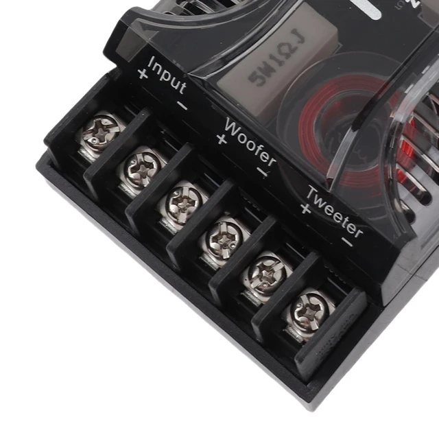 Alt view image 5 of 5 - WQAPVHBG 2Pcs 2 Way Crossover, 300W 12V Audio Speaker Crossover, Universal Car Speaker Frequency Divider, Metal Speaker Tweeter Crossovers with ABS Housing, Black, 4.72 x 2.7 x 1.4in