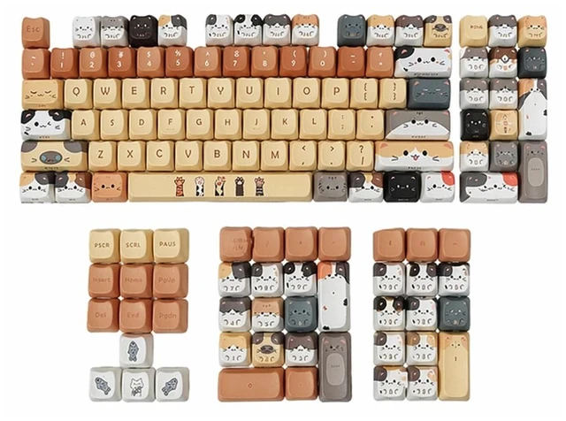 Main image of Animal Cute Cat PBT Keycap Set for Mechanical Keyboard Gifts for Christmas Birthday (Yellow Cats)