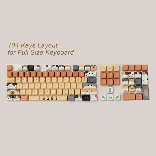 Alt view image 3 of 5 - Animal Cute Cat PBT Keycap Set for Mechanical Keyboard Gifts for Christmas Birthday (Yellow Cats)