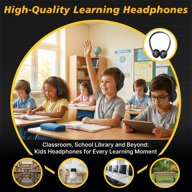 Alt view image 2 of 5 - MENGLALA 20 Pack Bulk Headphones for Classroom USB Type C, Wired USB C