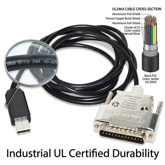 Alt view image 3 of 5 - Pidwaok FT232RL USB to RS232 DB25 Male Cable 1.8m for Sartorius Analytical Balance BSA CPA CP GC GP Series Serial Communication Adapter