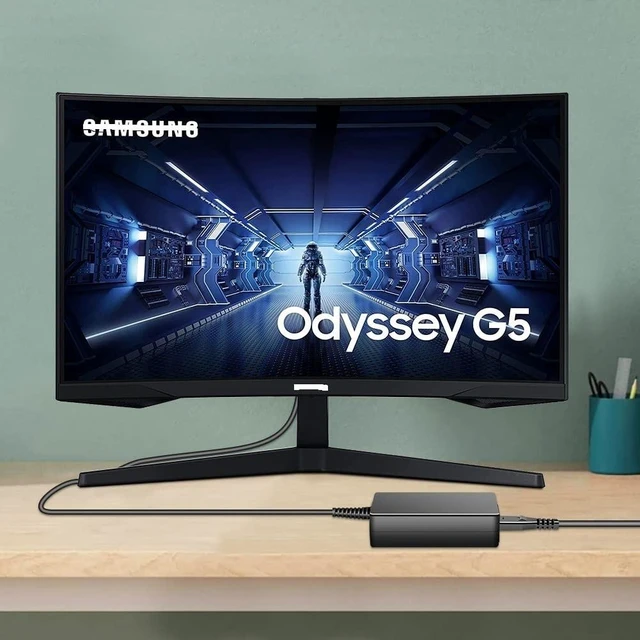 Alt view image 2 of 5 - HKY 19V AC Adapter for Samsung Odyssey G5 27" 32" 34" Curved Gaming Monitor Charger G55C C27G55 C32G55 C34G55, C27G55T C32G55T C34G55T CH71 C27H711QEN C27H711 27" Monitor Power Supply Cord Charg