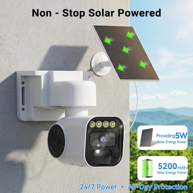 Alt view image 5 of 5 - runofast 4G LTE Cellular Security Cameras, Solar Powered, No WiFi Needed, Outdoor Wireless, Built-in eSIM Card, Color Night Vision, 2K PTZ Live View, Motion Detection, 2-Way Audio