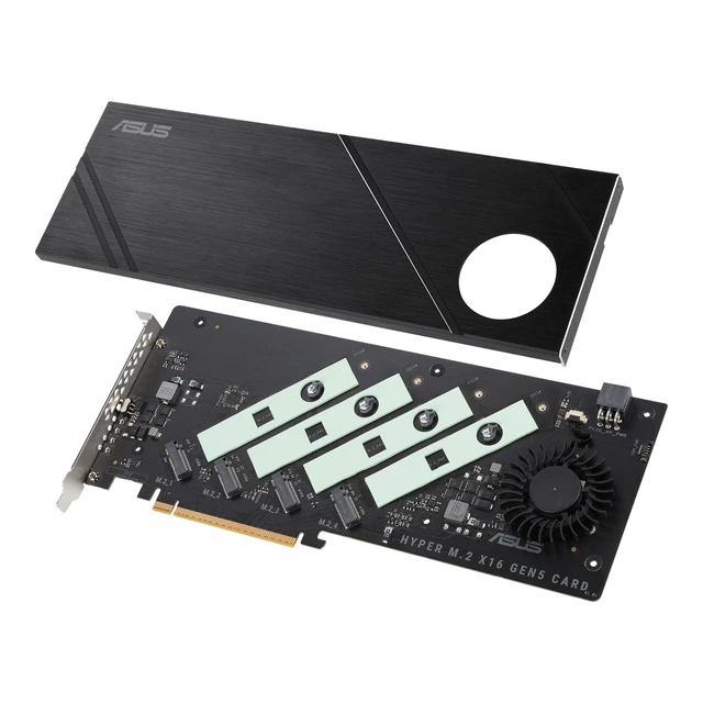 Alt view image 3 of 5 - ASUS Hyper M.2 x16 Gen5 Card (PCIe 5.0/4.0) Supports Four NVMe M.2 (2242/2260/2280/22110) Devices up to 512 Gbps for AMD and Intel Platform RAID Functions.