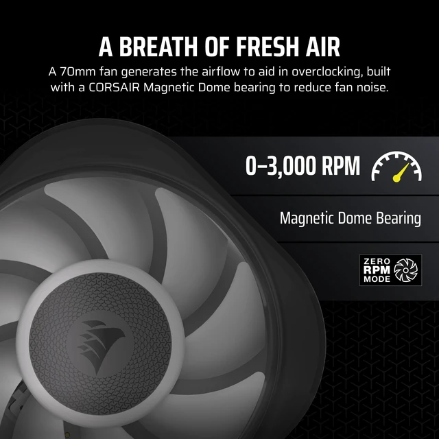 Alt view image 3 of 5 - CORSAIR iCUE Link AIO VRM Fan Module Additional Motherboard Cooling for Overclocking Easy CapSwap Installation 70mm Fan Magnetic Dome Bearing Black