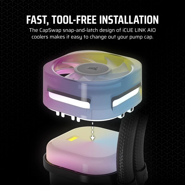 Alt view image 4 of 5 - CORSAIR iCUE Link AIO VRM Fan Module Additional Motherboard Cooling for Overclocking Easy CapSwap Installation 70mm Fan Magnetic Dome Bearing Black