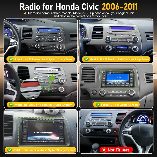 Alt view image 2 of 5 - 10.1" Car Stereo for Honda Civic 2006-2011 -for Premium Audio System, 2+32G