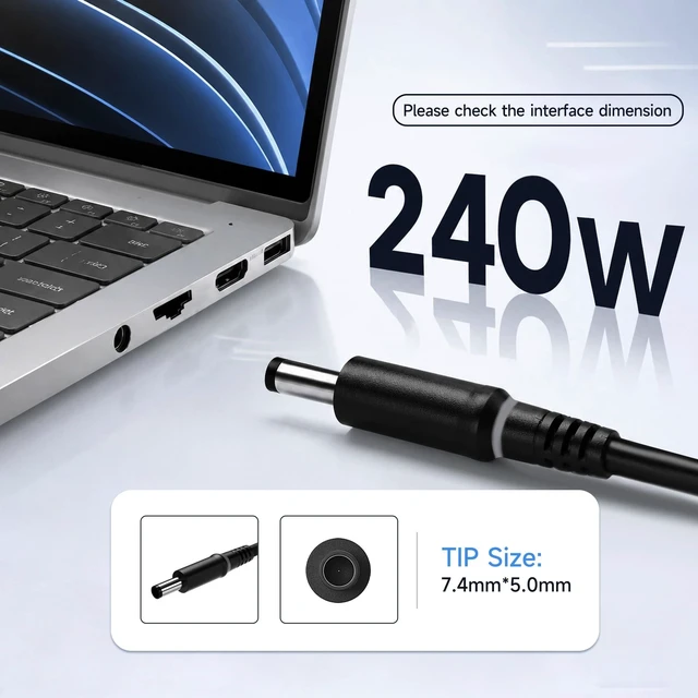 Alt view image 5 of 5 - VRAVEK 240W Slim GaN Laptop Charger Compatible with Dell G16 G15 G7 G5