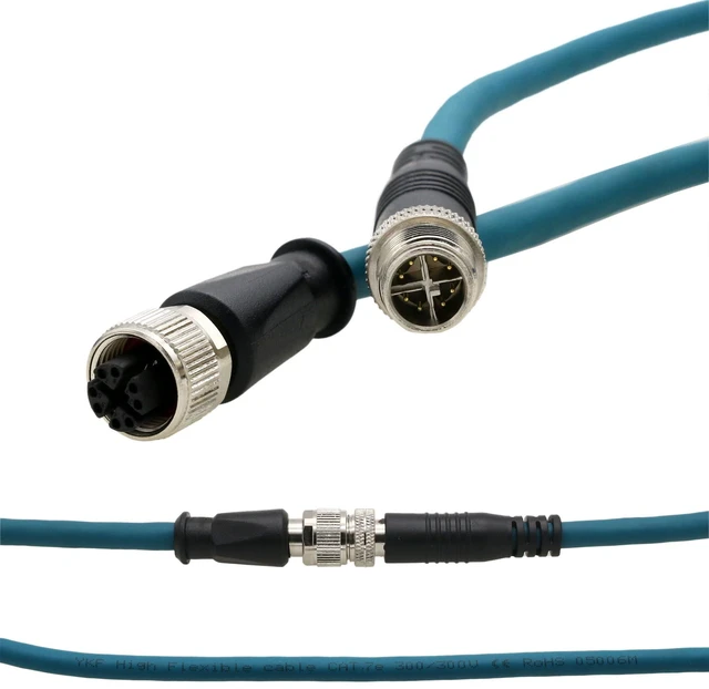 Alt view image 5 of 5 - HangTon M12 8 Pin X-Coded Male to Female Ethernet Network Cable Extension for Cognex in-Sight 7000 8000 Kathrein Keyence Baumer Sick Datalogic Basler Machine Vision Sensor Code Reader Camera 3m