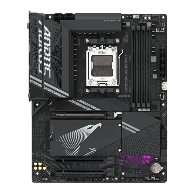 Alt view image 2 of 5 - GIGABYTE X870 AORUS Elite WIFI7 Motherboard - Supports AMD Ryzen 9000 CPUs, 16+2+2 Phases VRM, up to 8000MHz DDR5 (OC), 3xPCIe 5.0, Wi-Fi 7, 2.5GbE LAN, USB 4