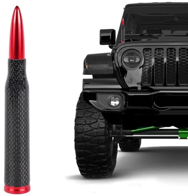 Main image of KARTONMOTOR Universal Carbon Fiber 50 Cal Bullet Antenna,Fits for All Chevy GMC Ford Jeep Dodge Toyota 5.5" AM/FM Radio Antenna Replacement for All Truck SUV Car Accessories
