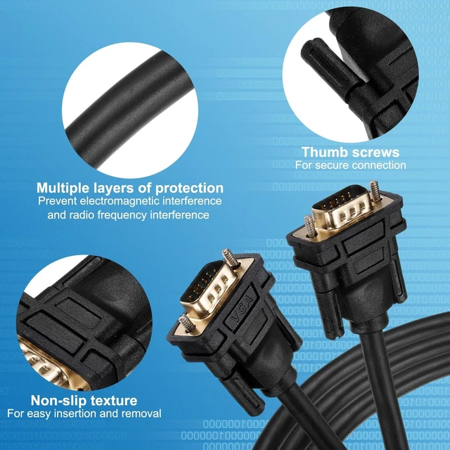 Alt view image 3 of 5 - Nexarelle VGA Cable 49 ft 9 Pin Male to Male Video Cable Adapter Cord