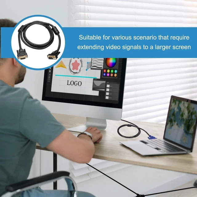 Alt view image 4 of 5 - Nexarelle VGA Cable 49 ft 9 Pin Male to Male Video Cable Adapter Cord