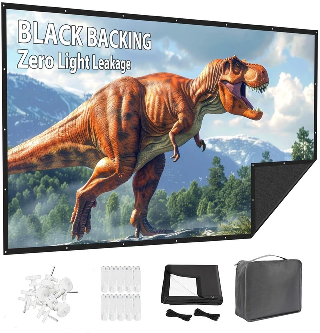 Main image of 72 Inch Projector Screen Outdoor: VOOPVOR Upgraded Black Backing Black Opaque - Portable Projection Screen Indoor - 16:9 Foldable Washable Wrinkle-Free for Home Theater Movies Cinema with Carry Bag