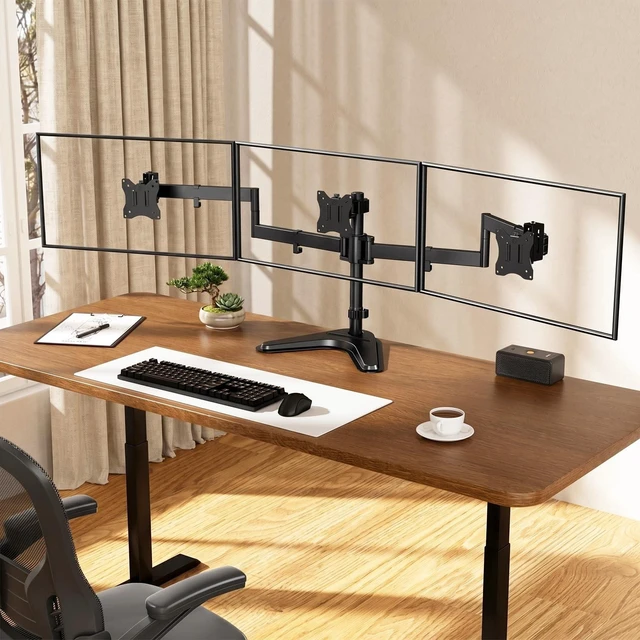Alt view image 2 of 5 - Triple Monitor Stand fits 3 Screens up to 27 Inches, Freestanding