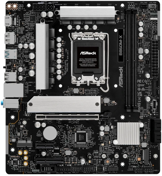 Alt view image 2 of 5 - ASRock B860M X DDR5 9066 MHz 128GB M.2 B860 LGA1851 Micro ATX Motherboard Intel Core Ultra BIOS Flashback SATA3 6.0 Gb/s