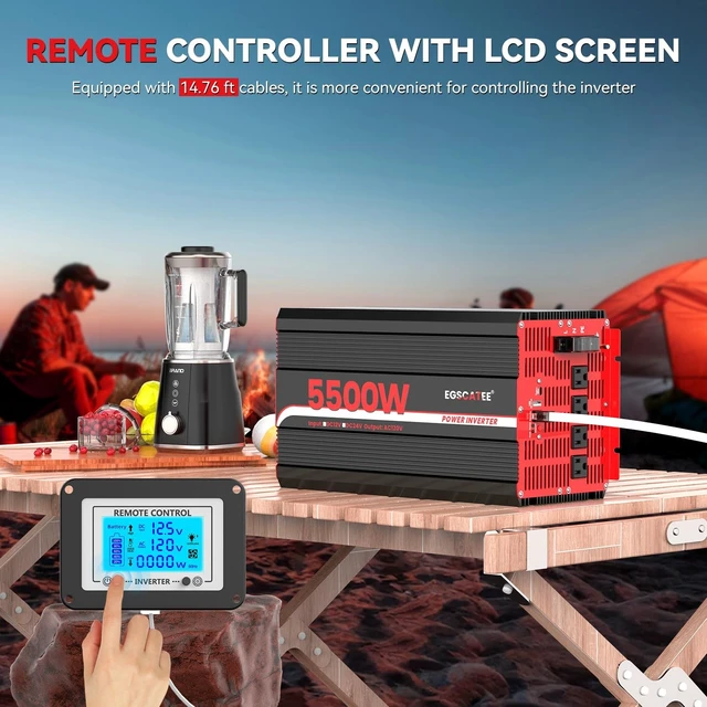 Alt view image 3 of 5 - 5500W Power Inverter 12V DC to 120V AC,11000W Peak Power for Off-Grid Solar