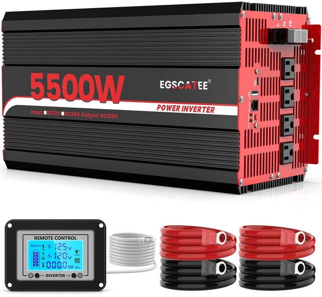 Main image of 5500W Power Inverter 12V DC to 120V AC,11000W Peak Power for Off-Grid Solar