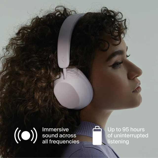 Alt view image 2 of 5 - Clemm Preset Wireless Over-Ear Headphones, 95H Playtime, Bluetooth, 40mm Drivers, Built-in Mic, Memory Foam Earcups, Aux Cable Included, Foldable Design, Lavender