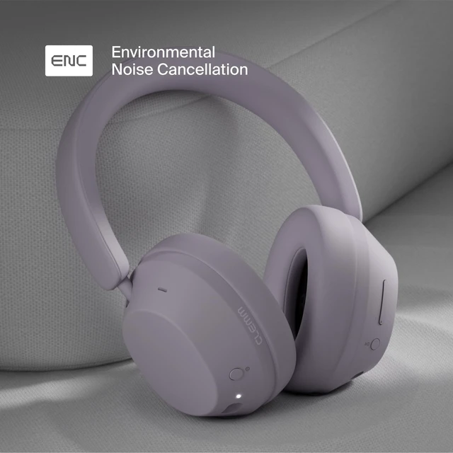 Alt view image 3 of 5 - Clemm Preset Wireless Over-Ear Headphones, 95H Playtime, Bluetooth, 40mm Drivers, Built-in Mic, Memory Foam Earcups, Aux Cable Included, Foldable Design, Lavender