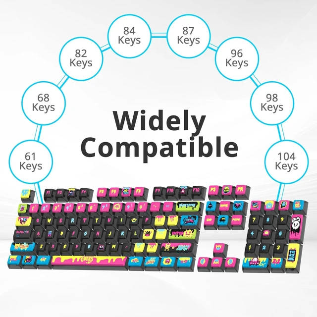 Alt view image 2 of 5 - ASA Pudding Customized PBT keycaps, 120-key PBT&Dye-sub Translucent Purple keycap Set for Cherry/Gatron MX switches 60%/68/82/96/104 Gaming Mechanical KeyboardsGraffiti Black