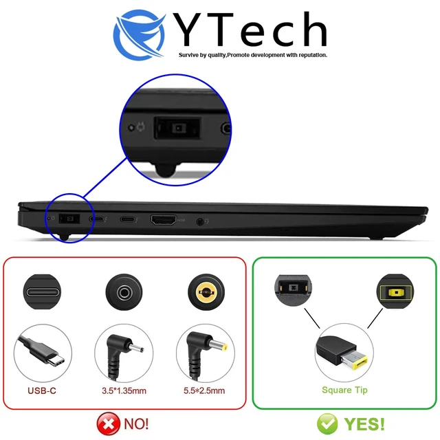 Alt view image 2 of 5 - 170W 20V 8.5A ThinkPad Charger Compatible with ThinkPad E440 W540 W550S P50 P51 P52 P53 P70 P71 P73 T540P P15 P17 P15v P15g T15g T15p P1 X1 ADL170NLC2A ADL170NLC3A 01FR043 45N0370 45N0369