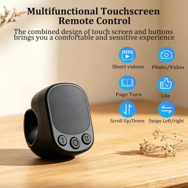 Alt view image 2 of 5 - Bluetooth Air Finger Ring Mouse, Rechargeable Wearable Mini Handheld Mouse, Remote Page Turner for EBook/Short Video Scrolling/Camera Shutter, Compatible with PC Laptop Mac Phone Tablet-Black